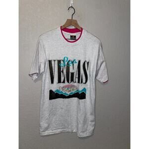 Vintage Las Vegas Shirt Signal Sports Tee 90s Neon Tourist Graphic Ringer Large